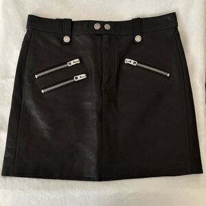 COACH Black Leather Multi-Zip Skirt